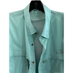 LL Bean Shirt Mens XL Aqua Blue UPF 50 Fishing Outdoor Vented‎ Lightweight Mesh